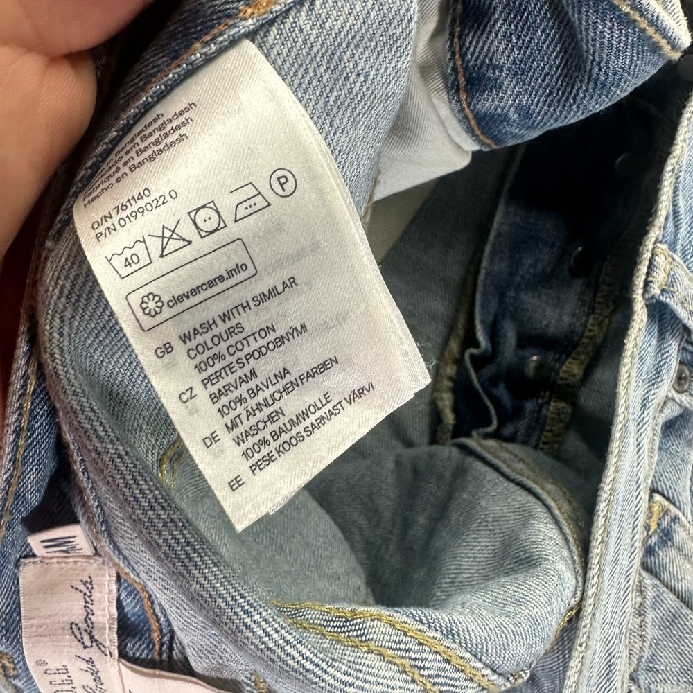 H&M L.O.G.G. Jeans Mens 34x32 Blue Cotton Denim Straight Travel Faded Button-Fly - Picture 7 of 11